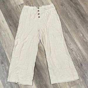 Aeropostale size L, wide leg linen pants in light khaki color, excellent conditi